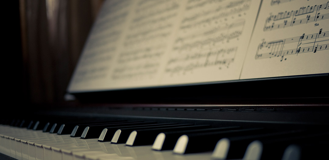 Piano with sheet music